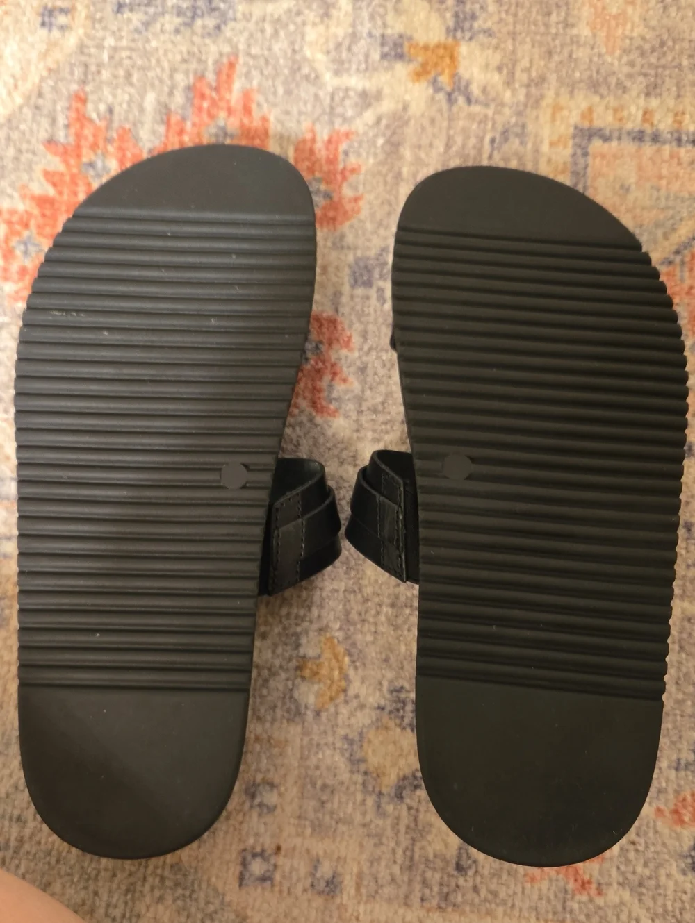 Steve Madden Leather Black Slide Sandals with Gold Buckles
